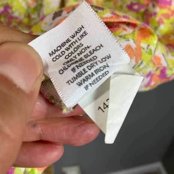 J. Jill Love Linen Pink Green Artsy Abstract Printed Shift Dress Sz XS D65 - Picture 7 of 11